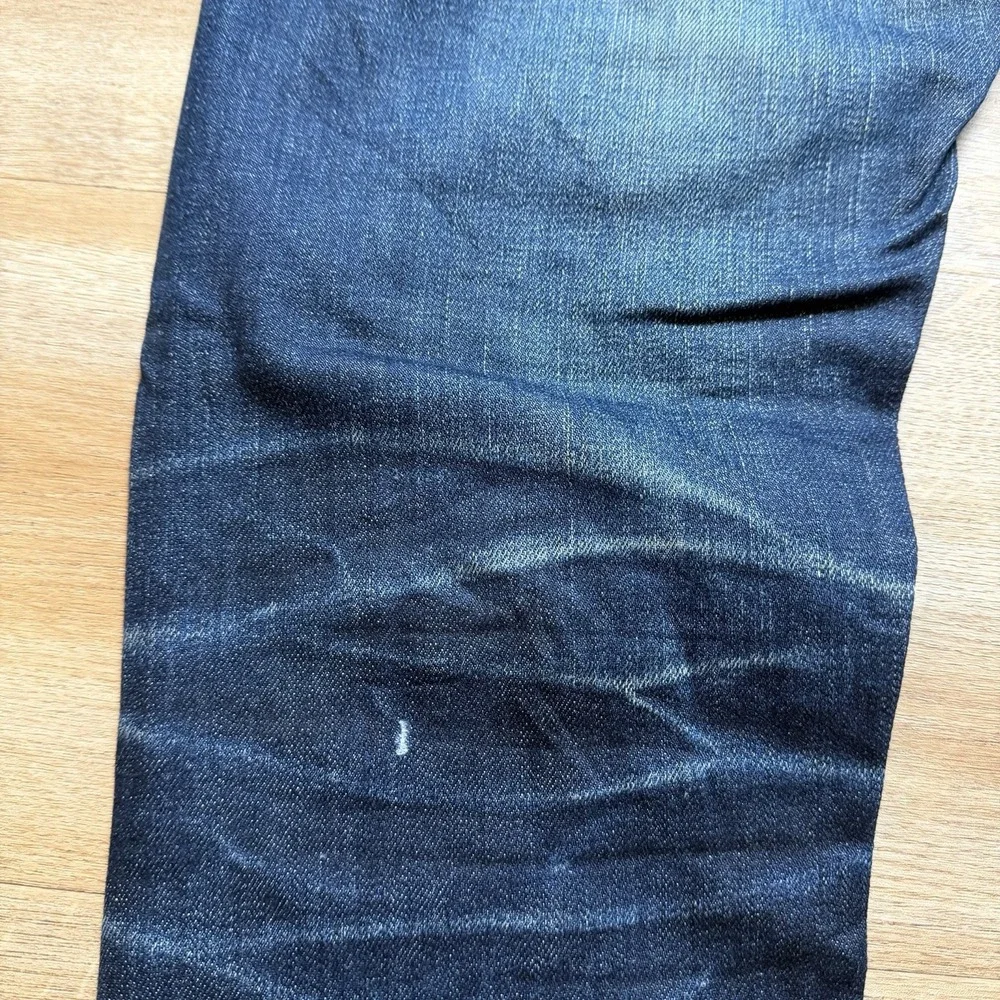 UNIQLO Selvedge Jeans Men 29x29 Blue Slim Fit Straight Leg Patchwork Unique Dark